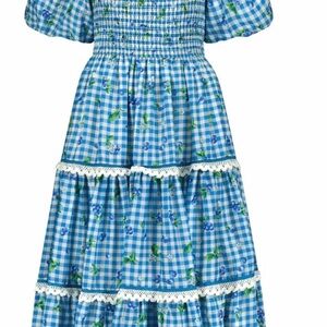 JessaKae Blue Gingham Midi Dress